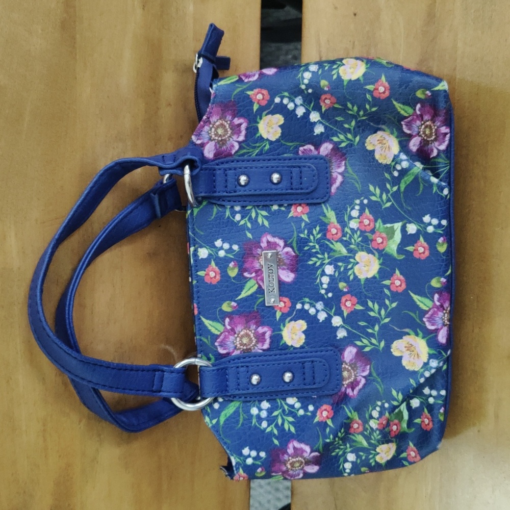 Koltov Blue floral design handbag